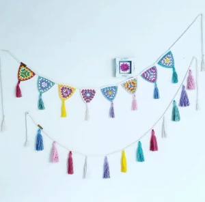 Kit Decoração Varal de Bandeirinhas + Varal de Tassels - Artesanato e Personalizados