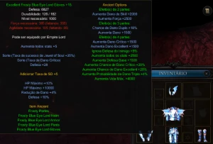 Megamu - Blue Eye Set + Bota Skt +15 Fo - Dark Lord (Dl) - MU Online