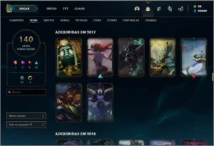 CONTA DE LOL NIVEL 191, 140 SKINS, TODOS OS CAMPEÕES. - League of Legends