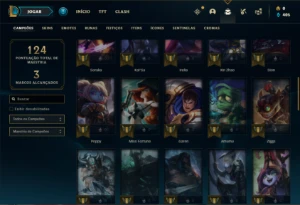 Conta Unranked com 55 Champs e 12 Skins + 2 Fragmentos - League of Legends LOL