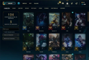 Conta Unranked com 55 Champs e 12 Skins + 2 Fragmentos - League of Legends LOL