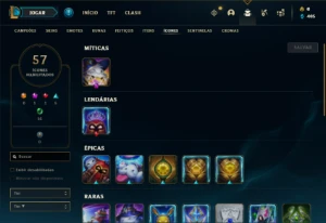 Conta Unranked com 55 Champs e 12 Skins + 2 Fragmentos - League of Legends LOL