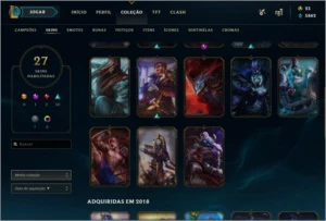 CONTA LOL OURO 2 MMR ALTO 27 SKINS - League of Legends