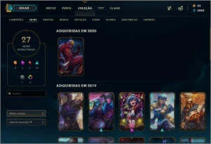 CONTA LOL OURO 2 MMR ALTO 27 SKINS - League of Legends