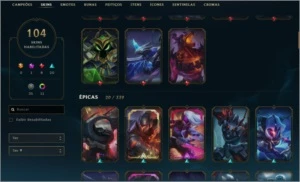 Conta Plat 4 da Season 2 / 104 skins / faltando 7 champs - League of Legends LOL