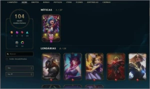 Conta Plat 4 da Season 2 / 104 skins / faltando 7 champs - League of Legends LOL