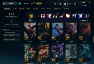 Bronze 3 com 60 Champs e 28 Skins - League of Legends LOL