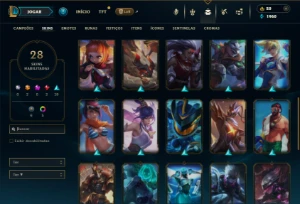 Bronze 3 com 60 Champs e 28 Skins - League of Legends LOL