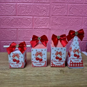 Kit Caixinhas Morangos com Laços para Montar