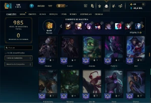 Platina 1 com TODOS os champs e 522 Skins + 200 Cromas - League of Legends LOL