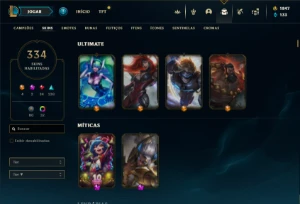 Conta Unranked com TODOS os champs e 334 Skins ( MAIN SUP ) - League of Legends LOL