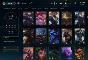 Conta Unranked com TODOS os champs e 334 Skins ( MAIN SUP ) - League of Legends LOL