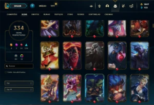 Conta Unranked com TODOS os champs e 334 Skins ( MAIN SUP ) - League of Legends LOL