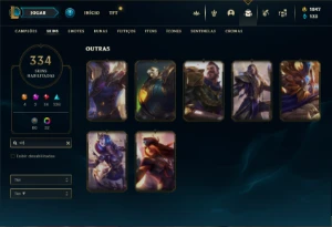 Conta Unranked com TODOS os champs e 334 Skins ( MAIN SUP ) - League of Legends LOL