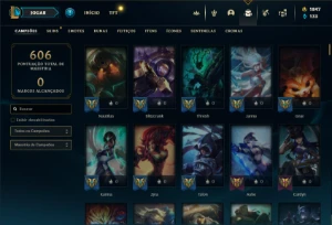 Conta Unranked com TODOS os champs e 334 Skins ( MAIN SUP ) - League of Legends LOL