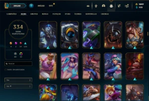 Conta Unranked com TODOS os champs e 334 Skins ( MAIN SUP ) - League of Legends LOL
