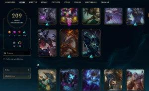 Unranked com TODOS os champs e 208 Skins ( MID / ADC / SUP ) - League of Legends LOL