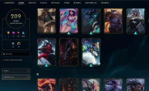 Unranked com TODOS os champs e 208 Skins ( MID / ADC / SUP ) - League of Legends LOL