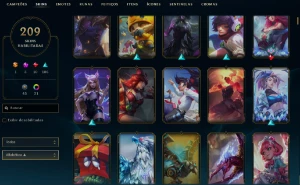 Unranked com TODOS os champs e 208 Skins ( MID / ADC / SUP ) - League of Legends LOL