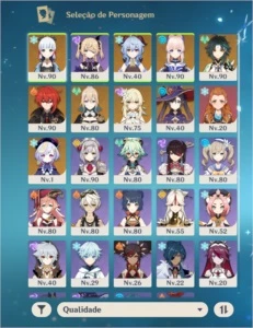 Conta Genshin Impact- AR-56- 9 Personagens-5-estrelas