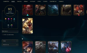 Unranked com TODOS os Champs e 93 Skins + 1000 RP - League of Legends LOL