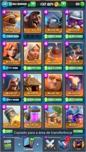 Conta Clash Royale nível 12 com todas as cartas