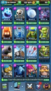 Conta Clash Royale nível 12 com todas as cartas