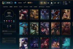 Unranked com 100 Champs e 99 Skins - League of Legends LOL