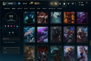 Unranked com 100 Champs e 99 Skins - League of Legends LOL