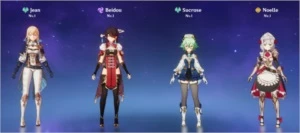 Conta Genshin Impact Jean + Beidou + Sucrose [ Rank 7 ]