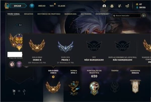 Conta ouro 2 com TODOS os champs e 162 Skins + 1 Prestigio - League of Legends LOL
