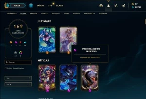 Conta ouro 2 com TODOS os champs e 162 Skins + 1 Prestigio - League of Legends LOL