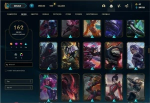 Conta ouro 2 com TODOS os champs e 162 Skins + 1 Prestigio - League of Legends LOL