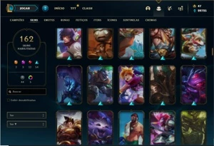 Conta ouro 2 com TODOS os champs e 162 Skins + 1 Prestigio - League of Legends LOL