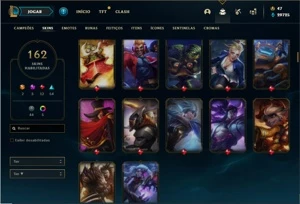 Conta ouro 2 com TODOS os champs e 162 Skins + 1 Prestigio - League of Legends LOL