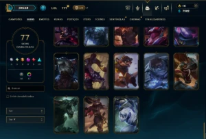 Prata 1 com 135 Champs e 77 Skins ( MID / ADC / JG ) - League of Legends LOL