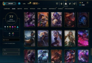 Prata 1 com 135 Champs e 77 Skins ( MID / ADC / JG ) - League of Legends LOL