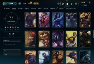Prata 1 com 135 Champs e 77 Skins ( MID / ADC / JG ) - League of Legends LOL