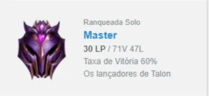 CONTA MESTRE LOL, MMR DE GRÃO MESTRE GANHANDO 21 PDL - League of Legends