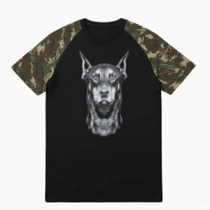 Camiseta Raglan Doberman - Artesanato e Personalizados