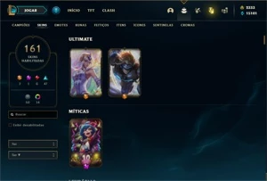 Conta ouro 1 com 150 Champs e 161 Skins + 2333 RP - League of Legends LOL