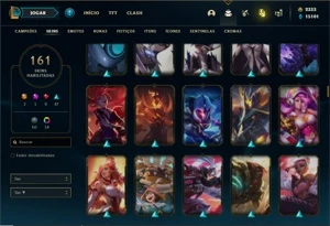 Conta ouro 1 com 150 Champs e 161 Skins + 2333 RP - League of Legends LOL