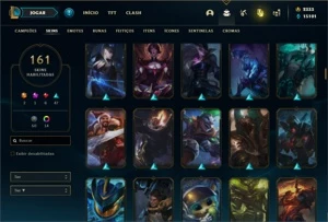 Conta ouro 1 com 150 Champs e 161 Skins + 2333 RP - League of Legends LOL