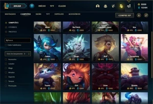 Conta ouro 1 com 150 Champs e 161 Skins + 2333 RP - League of Legends LOL