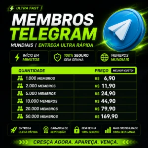 Ultra Rápido - Membros Telegram Mundiais