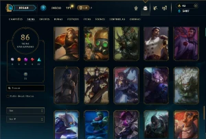 Esmeralda 1 com 90 Champs e 86 Skins - League of Legends LOL