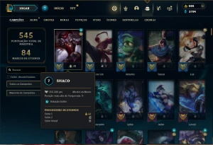 Platina 4 com TODOS os champs e 256 Skins  +7 Vitoriosas - League of Legends LOL