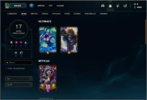 Conta ouro 2 com 17 skins e 51 champs (2 ultimates) - League of Legends LOL
