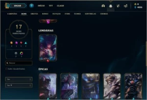 Conta ouro 2 com 17 skins e 51 champs (2 ultimates) - League of Legends LOL