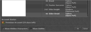 EK 242 + MS 221 + P.A + 2.2k em Loyalty points [Imperdivel!] - Tibia